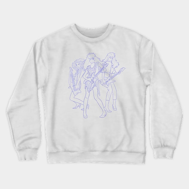 Jem's Misfit Band Sketch - Blue Crewneck Sweatshirt by Pickledjo